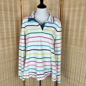 Crown & Ivy Coastal Rainbow Stripe Pop Over Pullover